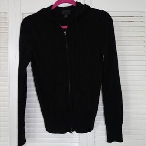 Black Cashmere Zip-Up Hoodie